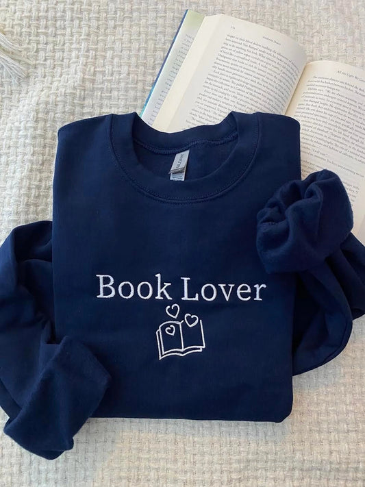 Embroidered Book Lover sweatshirt