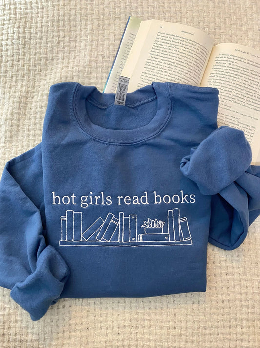 Embroidered Hot Girls Read Books Sweatshirt